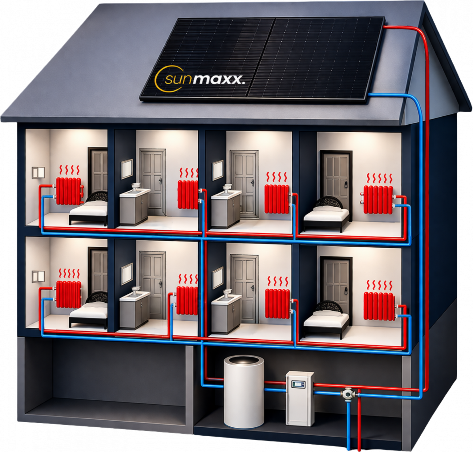 PVT Schema Mehrfamilienhaus bivalent