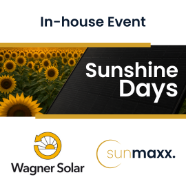 Thumbnai Image Wagner Solar Sunshine Days inhouse Event black solar module and sunflowers
