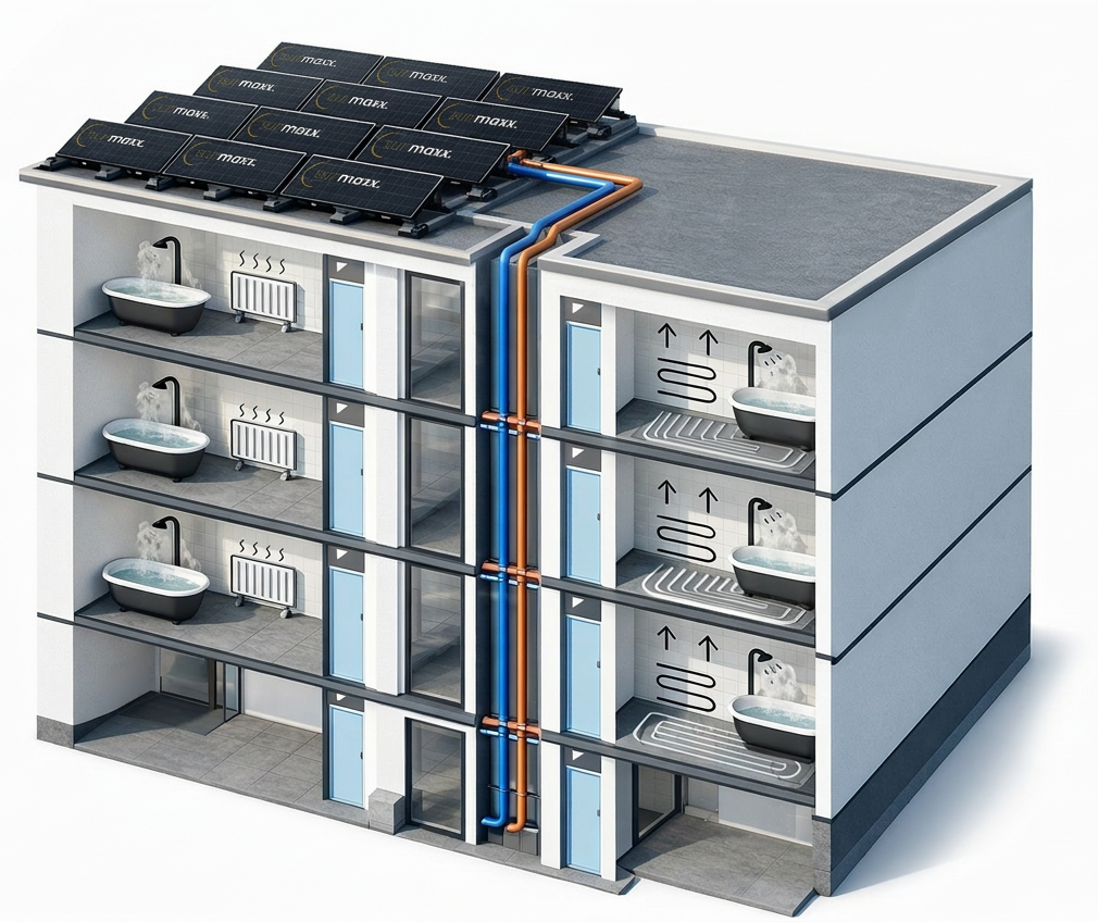 PVT-Anlage auf Mehrfamilienhaus monovalent ohne Zentralheizung