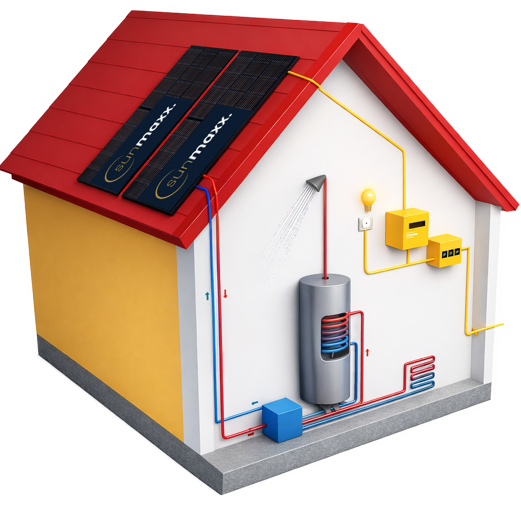PVT and brine heat pump in single-family home transparent BG