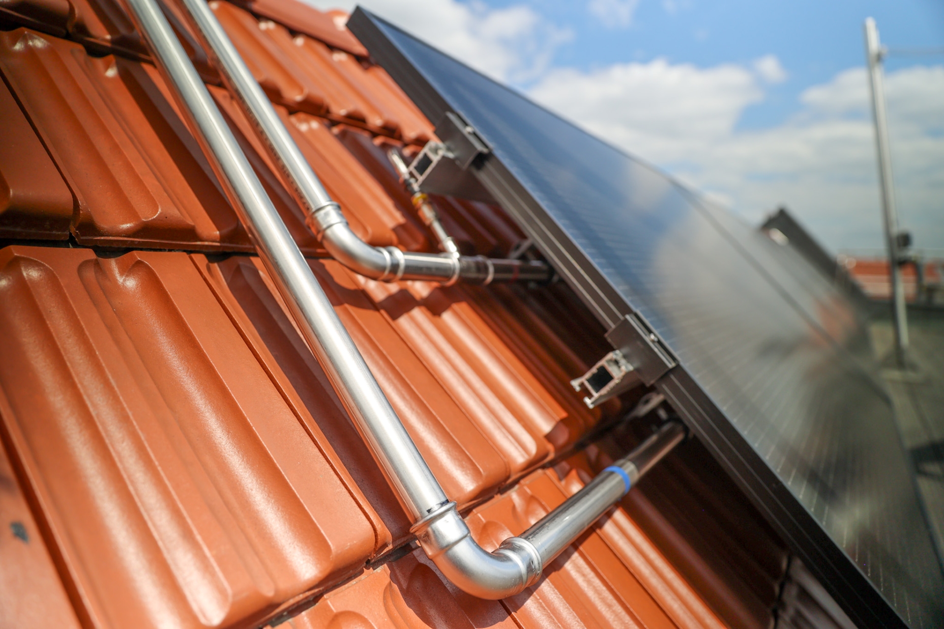 PVT module installed piping closeup