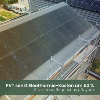 Referenz PVT bivalent Senkung der Geothermiekosten und benötigter Fläche für Erdkollektoren in Regensburg